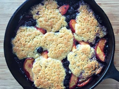 Skillet Peach And Blackberry Cobbler