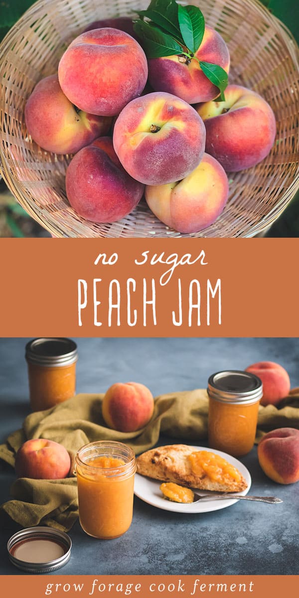 No Sugar Peach Jam: Canning Recipe (Low Sugar or Honey Option)