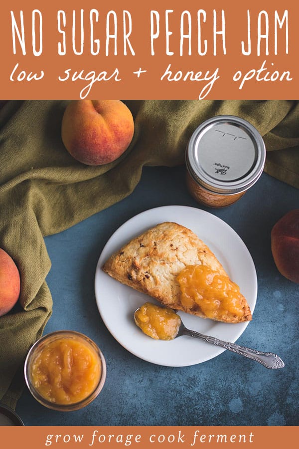 No Sugar Peach Jam: Canning Recipe (Low Sugar or Honey Option)