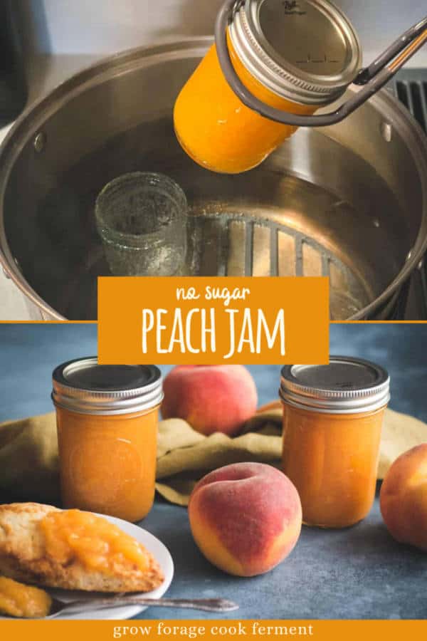 No Sugar Peach Jam: Canning Recipe (Low Sugar or Honey Option)