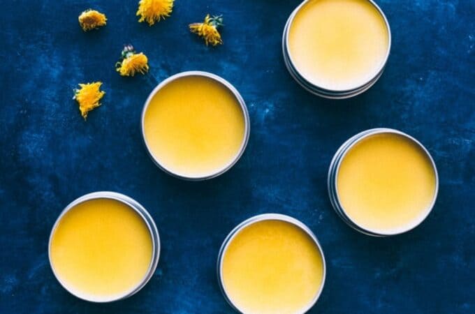 tins of dandelion salve