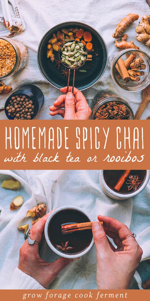 Homemade Spicy Chai with Black Tea or Rooibos
