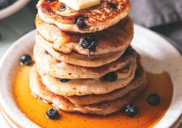 sourdough blueberry pancakes with starter